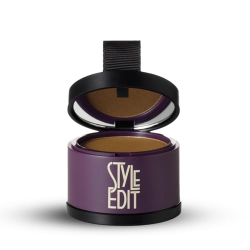 Root Touch Up Powder by Style Edit | Medium Brown Hair Color Coverage for Grays and Roots | Mineral-Infused Binding Hairline Concealer | 0.13 oz. Tub
