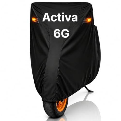 Image of Dhoom Scooty Body Cover for Activa 6G Cover | 100% Waterproof, Dustproof & Scratch Resistant | Heavy Duty Two Wheeler with UV Protection, Heat Resistant | All Weather Outdoor Scooty Cover (Black)