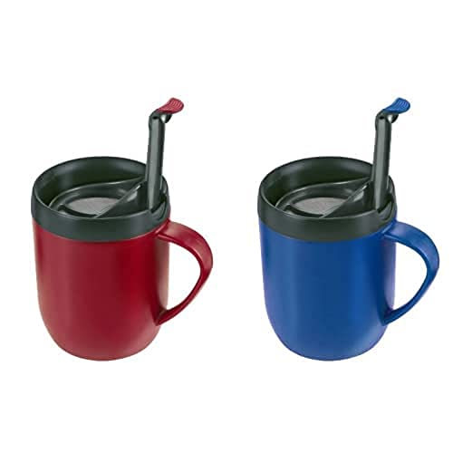 Zyliss Hot Mug Cafetiere - 2 x Plastic/Silicone Travel Mug Bundle | Red/Blue | Dishwasher Safe | 5 Year Guarantee
