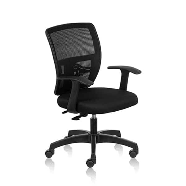 Image of Juno - Mid Back Chair with Fabric Seat with Arms - Black