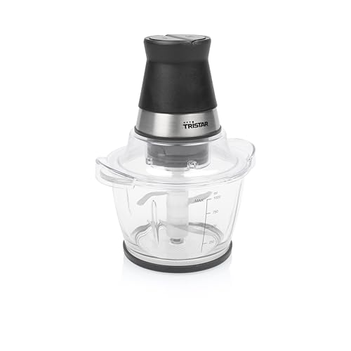 Tristar Hachoir avec Bol en Verre 1 L, 4 Lames en Acier Inoxydable, Moteur 400 W, Design Compact, Pièces Compatibles Lave-Vaisselle, Pieds Antidérapants,...