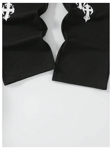 SHENHE Boy's Letter Print Elastic Waist Sweatpants Wide Leg Y2K Pants with Pockets4