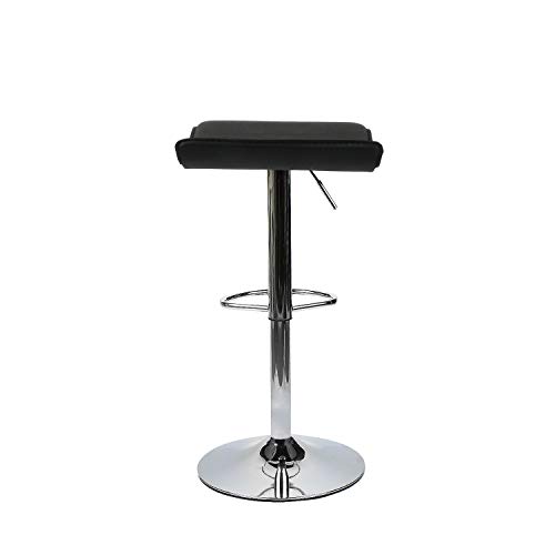 Set Of 2 Barstool, Adjustable Swivel Bar Stools With Pu Leather And Chrome Base, Gaslift Pub Counter Chairs, Black #TOP7