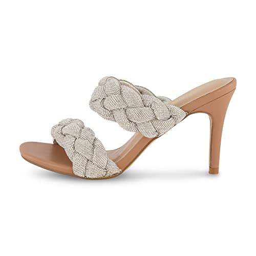 CUSHIONAIRE Women's Sparkle braided rhinestone dress sandal +Memory Foam, Wide Widths Available2
