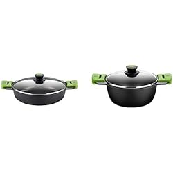 Bra Prior Cacerola Alta BRA Prior Cacerola Baja con Tapa de Cristal y Asas de Silicona, Apta para Todo Tipo de cocinas incluida inducción y Horno, 24 cm + Prior Cacerola Alta con Tapa de Cristal y Asas de Silicona, 24 cm