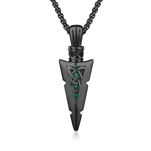 Collier gothique flèche celtique noire argent S925 homme