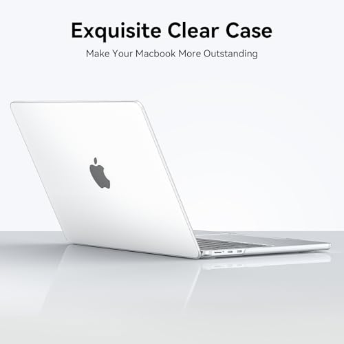 Image of EooCoo Case Compatible with MacBook Air 15 inch M5 2026 2025-2023 Release M4 M3 M2 Model A3448 A3241 A3114 A2941, Plastic Hard Shell Case & Keyboard Cover & Screen Protector, Original Clear
