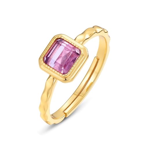 Bague améthyste réglable en argent doré pour illuminer vos tenues