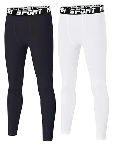 MIVEI Boys Youth Compression Leggings Athletic Sports Tights for Basketball Football Base Layer Pants for Kids Under Shorts
