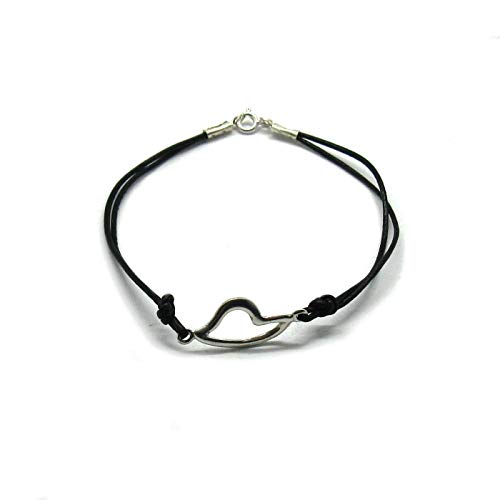 Bracelet en argent massif 925 cœur avec cuir B000227, le cadeau romantique idéal