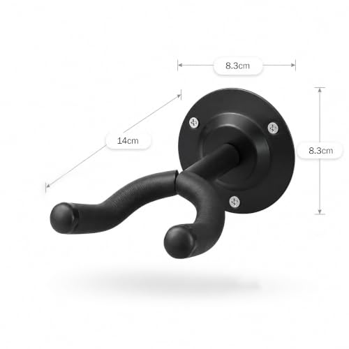 Image of VERAT 2 Pcs Guitar Wall Mount Hanger Hook, Wall Mounted Guitar Holder Stand with Soft Foam Padding, Heavy Duty Metal Guitar Rack for Acoustic, Electric, Bass Guitar, Ukulele, Banjo & Mandolin, Black