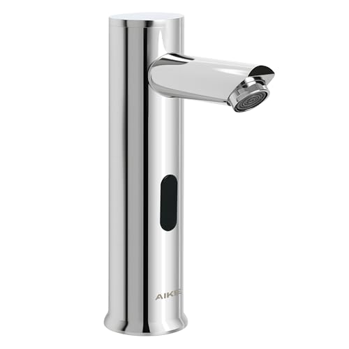 AIKE AK7501 Robinet de Lavabo sans Contact pour Salle de Bain, Robinet Automatique à Capteur, Alimenté par Piles pour Usage Commercial, Chrome