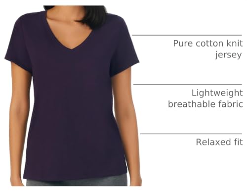 Image of Nautica Womens Sleep Shirt - Lightweight, Breathable Pajama Top - Cotton Knit Jersey V-Neck Sleepwear and Loungewear