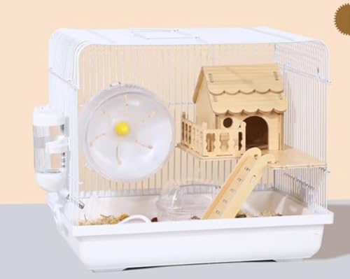 Wafityハムスターケージ クリア 飼育大きい 小動物通気性 可愛い モモンガトレーデザイン 木脚マット付き 広々タイプ 耐久性 組立簡単 モルモット豪華 掃除やすい 2階 ハムスターハウス 脱出にくい セット (36*25*30CM)