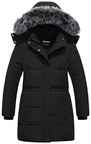 Chrisuno Girl's Long Parka Warm Winter Coat Water Resistant Quilted Puffer Jacket Snow Outwear