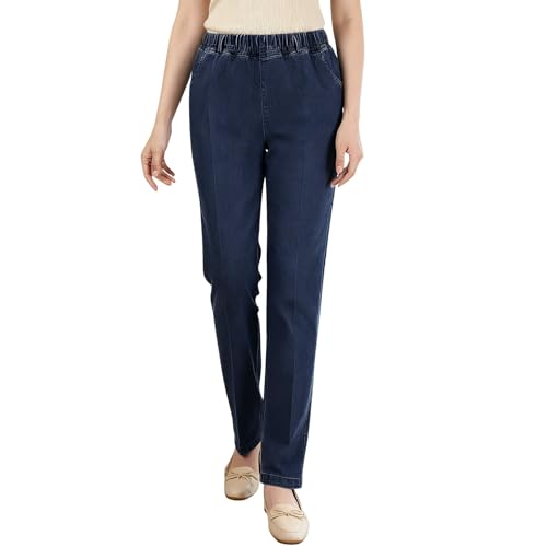 Pantalon Yoga Mujer Largo Pantalones Vaqueros de Mujer Elásticos y Cómodos para Uso Diario en Primavera y Verano (Dark Blue, XXXXL)