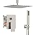 HoliSpa Ceiling Mount Shower System, Shower Faucet Set with 12-Inch Rain Showerhead and Handheld Spray Combo, High-Pressure Showerheads Set with Valve and Trim Kit, Brushed Nickel