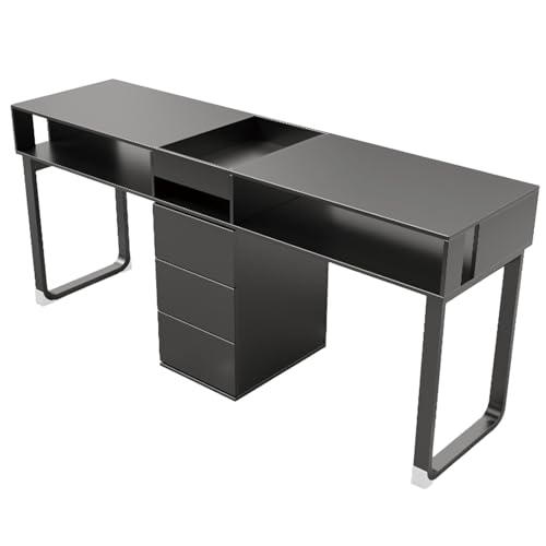 PTAIESIAN マニキュアテーブル ネイルテーブル ネイルデスク シングル/ダブルマニキュアテーブル 天板幅40cm 引き出し収納 照明ケーブル収納 くり抜きデザイン 高さ調節可能な脚 安定性と耐荷重性 省スペース(K,140x40x78cm)