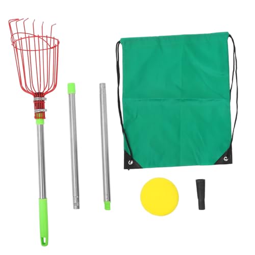 Tofficu Fruit Picker Telescoping Grabber Nut Picker Upper Picker Fruit Catcher for Trees Acorn Picker Fruit Tree Picker Harvest Basket Apple Picker Stainless Steel Red