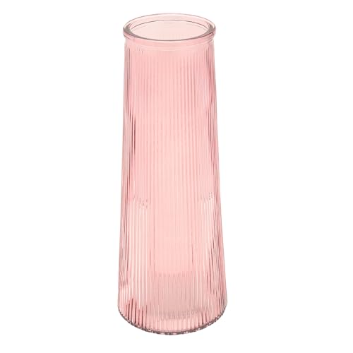Image of Hestia Pink Glass Vase – Modern Ribbed Vase with Luxe Finish