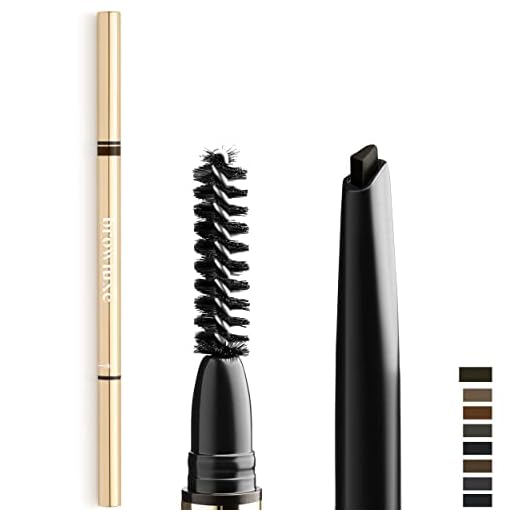 Browluxe Eyebrow Pencil, Smudge Proof Mechanical Pencil With Spoolie Eyebrow Brush For Flawless Make Up, Compatible With Any Eyebrow Stamp Stencil Kit & Makeup Kit (Coffee)