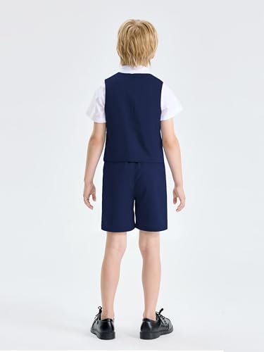 Image of LOLANTA Boys Linen Suit 4 Piece Summer Gentleman Outfit Kids Shorts Set
