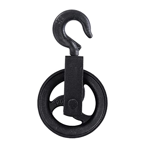 Rueda de polea KATSU de 120 mm, capacidad de carga de 180 kg, bloque de polea de cuerda con volante colgante con gancho para andamios y construcción 18219412