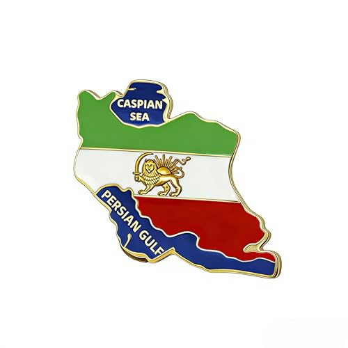 Dreamtimes Iran Lion and Sun Brooch Pin for Men Women Iran Map Brooch Pin Iranian Memorial Medal Pins Stainless Steel Persian Vintage Iran Jewelry (Gold)