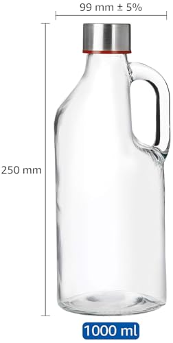 Image of Italian Tempered Glass Milk Bottle Water Bottle with Air Tight Round Cap Freeze Safe 1100 ML (Assorted Color), Pack of 1 (9052 BOTTLE) (6)