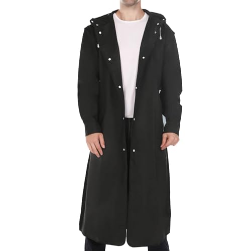 Rain Jacket Men Women Waterproof Windbreaker,Long Sleeve Hooded Snap Button Long Raincoat with Pockets Daily Casual2