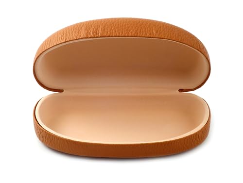 Image of Calabria HC-7 Hard Shell Eye Glasses Case PU Leather Felt Extra Large Sunglass Holder Snap Closure Men Women Neutral Durable