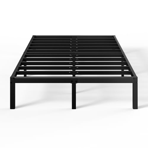 Zinus Elias Bettgestell 140x200 cm - Metallbett 140x200 mit Metall-Lattenrost - 36 cm Hohe Plattform mit Freiraum Darunter - Kein Boxspringbett Erforderlich - Einfache Montage - Schwarz