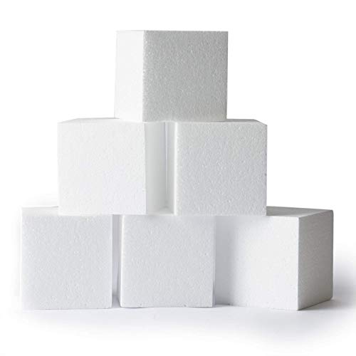 Styrofoam Blocks, 6-Count Smooth Polystyrene Foam Blocks for Crafts, 4 x 4 x 4 Inches