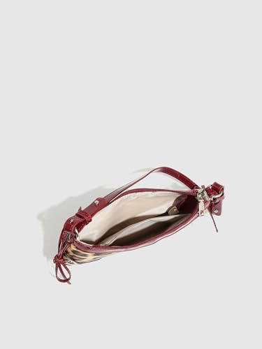 QWINEE Women's Leopard Print Purse Y2k Cheetah Shoulder Bag Bow Studded Clutch Zipper Adjustable Strap Underarm Bag3