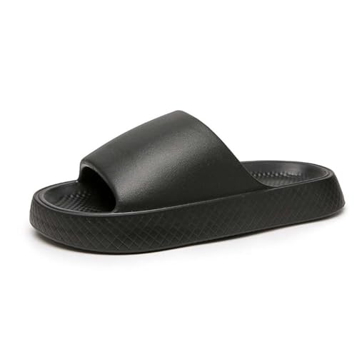 ANEIDA Slippers for Women and Men, Slippers Quick Drying Slide Sandal with Thick Sole Non-Slip Soft Shower Slippers Open House Sandals for Indoor Outdoor(Size:EU 40-41,Color:Black)