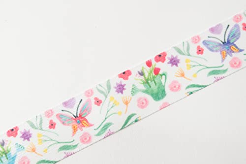 Berisfords Taffeta Patterned Ribbon ‘Flower Patch’ Multicolour on White 25mm Wide 25m Reel, White/Multi, 25mm x 25m - Image 3
