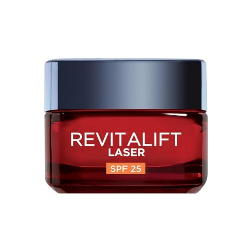 L'Oréal Paris Crema Viso Giorno Revitalift Laser, Azione Antirughe e Anti-Età, Con Acido Ialuronico, Vitamina C e Pro-Retinolo, Anti-macchie, Protezione SPF 25, 50 ml