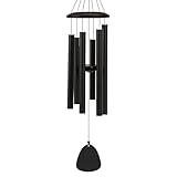 IZOGTQY Aluminium-Windspiel, tiefe Töne, beruhigende Melodien, ideal für Garten, Terrasse, Dekoration und Gedenk-Windspiel, tolles Geschenk für Mutter, 81,3 cm, Schwarz
