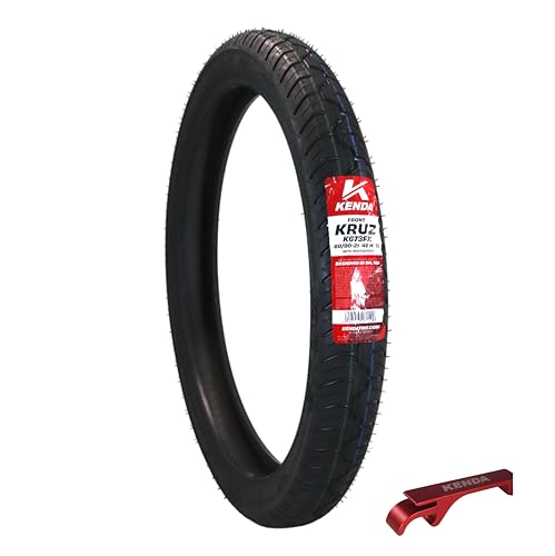 Kenda Kruz K673 80/90-21 (48H) Front Motorcycle Tire - Bias Ply Tubeless DOT Approved High-Mileage Cruiser Tire with Excellent Wet Grip and Stability (80-90 21 48H) Includes Kenda Keychain