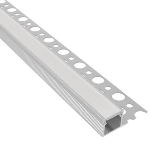 Evotrade Profilo Per Piastrelle Ceramic Line Con Canalina Per Illuminazione Led Barre 2m Incasso A Scomparsa + Cover Luce Continua (Sottomensola)