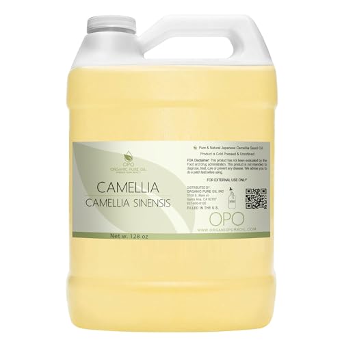 OPO Japanese Camellia Seed Oil - Pure, Cold Pressed, Unrefined, Extra Virgin, 128 OZ/1 GALLON Skin, Body, Hair Care Perfect for Face, Nails
