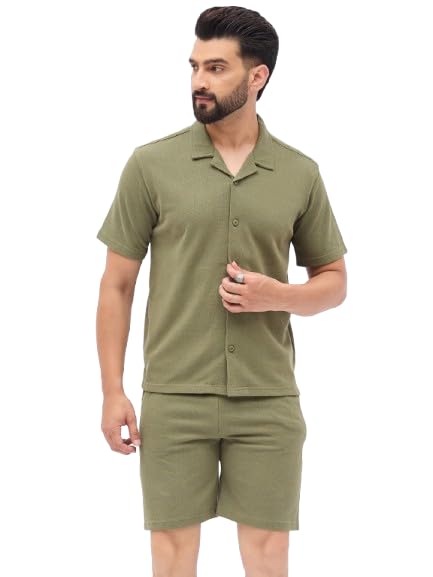 Cord Set for Men Shorts & Night Dress for Men - Soft Cotton Co-ord Set Tshirt - Summer - Beach Wear, Airport Outfit Lightweight Comfort Fit Travel Outfit MENSHORTSET02-image-5