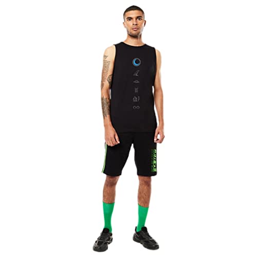 Image of Bewakoof Men Make Tracks Graphic Print Blue Sleeveless Round Neck Vest