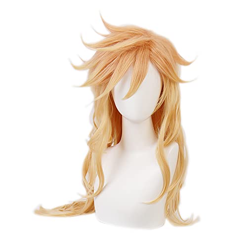 ZGNGLIZ Anime Cosplay Wig Blonde Long Wavy Synthetic Hair for Halloween Costume Party with Free Wig Cap，80cm / 31.5inch