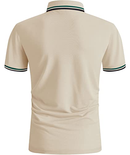 Geek Lighting Golf Shirts For Men Short-Sleeve Polo Shirts Performance Athletic Casual Collared T-Shirt Beige Shirts, 3Xl #TOP2