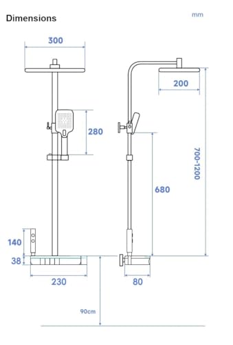 Image of Backline Brass LED Shower Panels Full Set Temperature Display 4 In 1 Function Shower Set | Hot & Cold Mixer Shower System | Hand shower | overhead Shower | Jet Spray For Bathroom (Gun Grey)