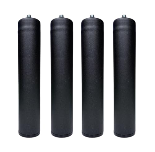 MOBILIARIOCLICHI Patas para somier o Base tapizada, cilindricas en Metal, Disponibles en Pack de 4 y 6 Unidades (Negro, 4 Uni. 25 cm)