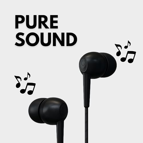 Image of Loud Pro Wired Earphone with Powerful HD Mic for Clear Sound, in-Line Volume Controller & Noise Cancellation Compatible with only 3.5mm Jacks in Mobiles- Black
