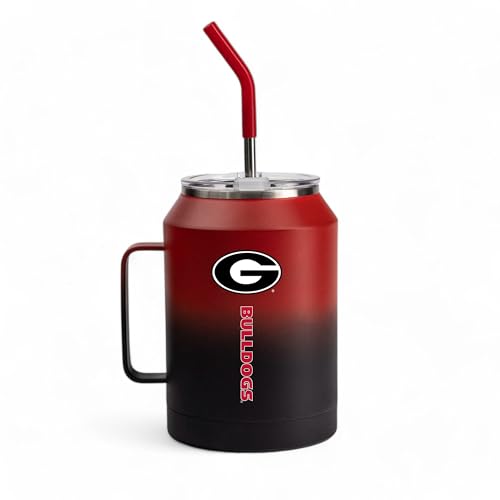 The Memory Company | Licensed NCAA 50oz Ombre Water Jug with Handle and Straw,University of Georgia