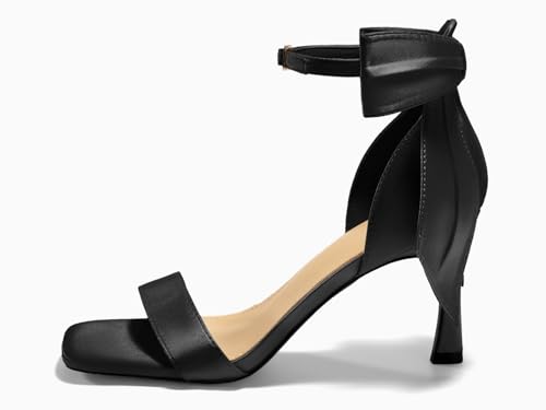 Coutgo Womens Bow Tie High Heels One Strap Heeled Sandals Sexy Stiletto Open Toe Wedding Bride Shoes4